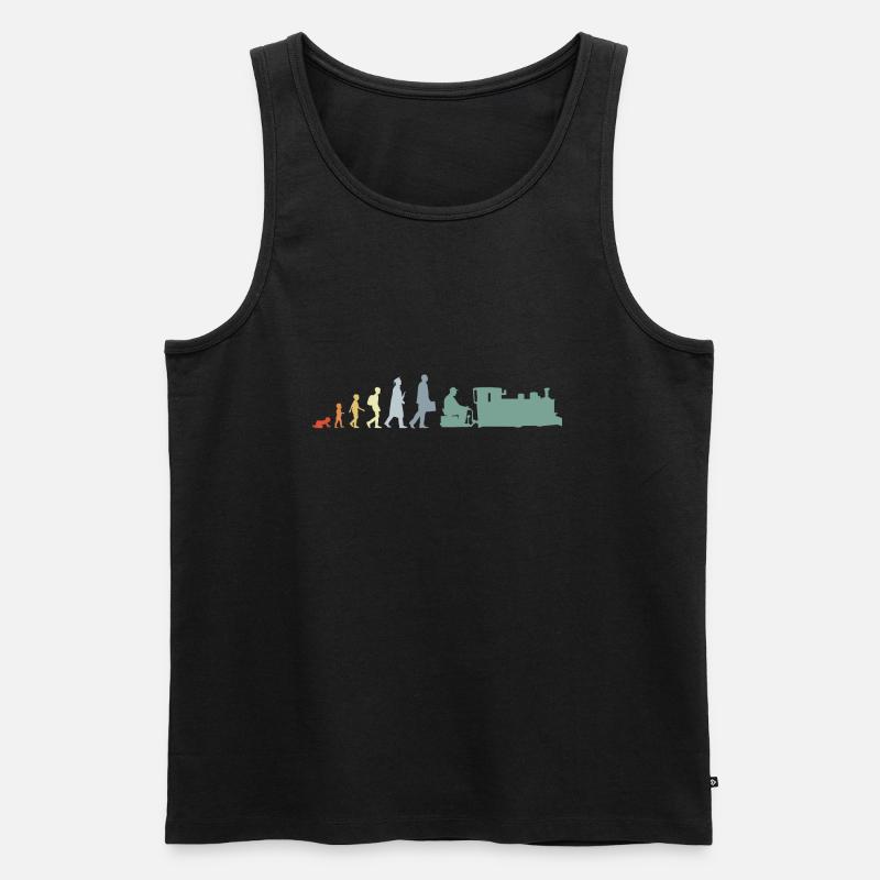 Trainspotter Evolution - Männer Premium Bio Tank Top - Schwarz