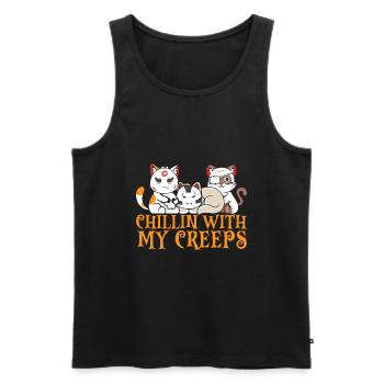 Halloween Katze Hexe - Männer Premium Bio Tank Top - Schwarz - Vorne - AI Model Male 178 light (178cm)