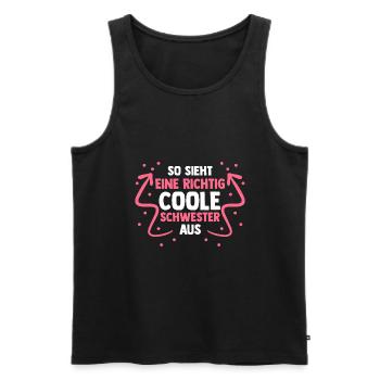 Familie Coole Schwester - Männer Premium Bio Tank Top - Schwarz - Vorne - Michal (187cm)