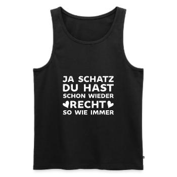 Ja mein Schatz du hast wie immer Recht - Männer Premium Bio Tank Top - Schwarz - Vorne - AI Model Male 178 light (178cm)