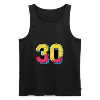 30 Zahl Bunt - Männer Premium Bio Tank Top - Schwarz - Vorne - Michal (187cm)
