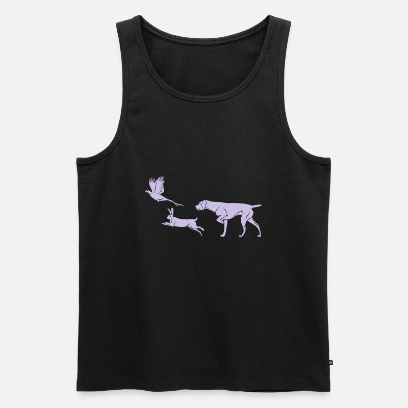 German Wirehaired - Pheasant - Rabbit - negative - Men's Premium Organic Tank Top - black
