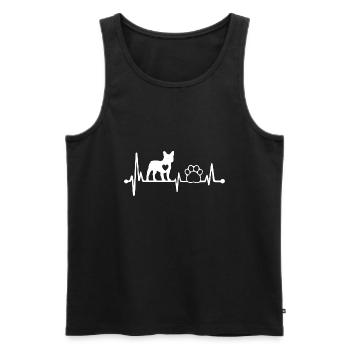 Frenchie Bulldog - Heartbeat ECG - French - Men's Premium Organic Tank Top - black - Front - Michal (187cm)