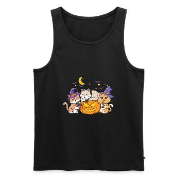 Halloween Katze Hexe - Männer Premium Bio Tank Top - Schwarz - Vorne - AI Model Male 178 light (178cm)