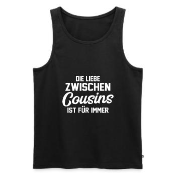 Cousins Cousin - Männer Premium Bio Tank Top - Schwarz - Vorne - AI Model Male 178 light (178cm)