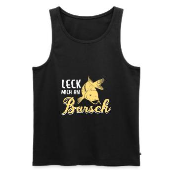 Leck mich am Barsch - Männer Premium Bio Tank Top - Schwarz - Vorne - AI Model Male 178 light (178cm)
