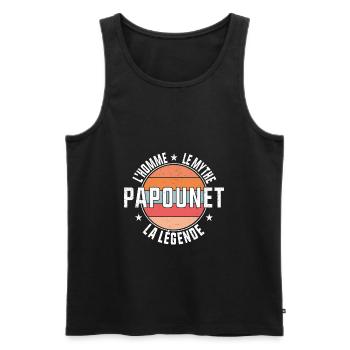 Papounet l'Homme le Mythe la Légende Cadeau - Débardeur bio Premium Homme - noir - Devant - Michal (187cm)