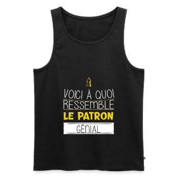 Patron - Cadeau - Drôle - Métier - Génial - Boss - Débardeur bio Premium Homme - noir - Devant - Michal (187cm)
