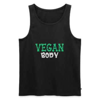 Vegan Body - Männer Premium Bio Tank Top - Schwarz - Vorne - AI Model Male 178 light (178cm)