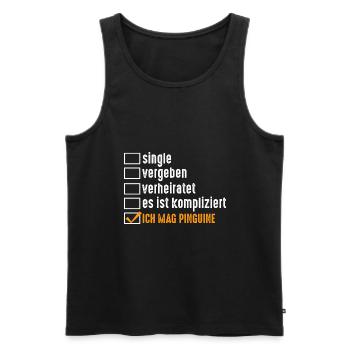 Pinguin - Männer Premium Bio Tank Top - Schwarz - Vorne - Michal (187cm)