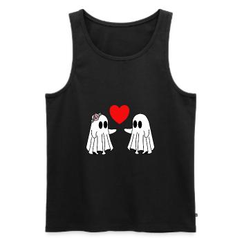 Joyeux Halloween Fantômes Amour Coeur - Débardeur bio Premium Homme - noir - Devant - Michal (187cm)