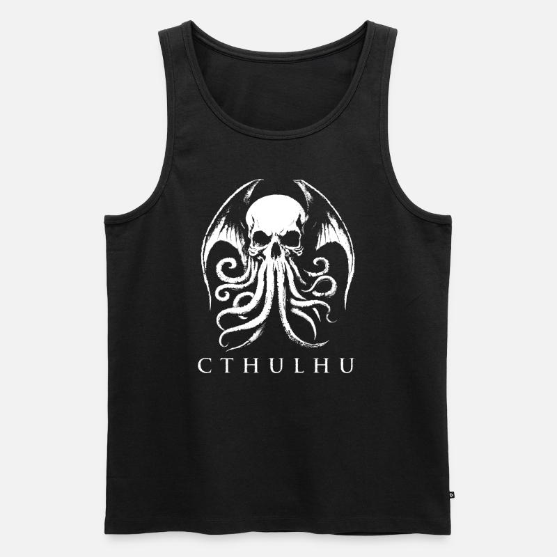 Cthulhu Gothic Totenschädel - Männer Premium Bio Tank Top - Schwarz