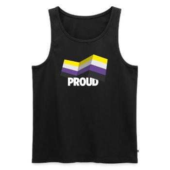 PROUD 2025 Non Binary - Männer Premium Bio Tank Top - Schwarz - Vorne - Michal (187cm)