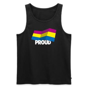 PROUD 2025 Pan - Männer Premium Bio Tank Top - Schwarz - Vorne - Michal (187cm)