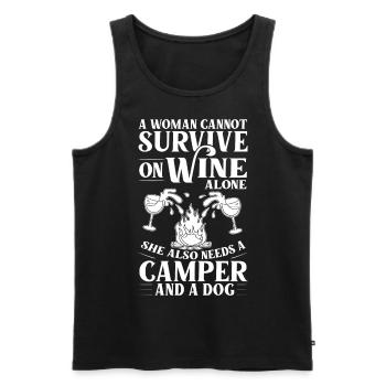 Camping Wine Drinker Beginner Camper Hiking - Men's Premium Organic Tank Top - black - Front - Michal (187cm)