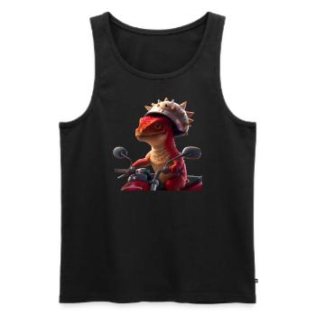 Happy Dino - Men's Premium Organic Tank Top - black - Front - AI Model Male 178 light (178cm)