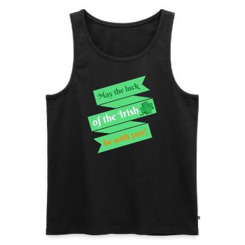St. Patrick's Day Banner Green Happiness Clover - Men's Premium Organic Tank Top - black - Front - Michal (187cm)