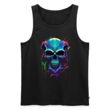 Totenkopf Neon Farben Modern Totenschädel - Männer Premium Bio Tank Top - Schwarz - Vorne - AI Model Male 178 light (178cm)