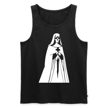 Unveil Your Enigmatic Aura with Unholy Nun, Satan - Men's Premium Organic Tank Top - black - Front - AI Model Male 178 light (178cm)