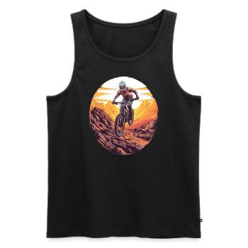 T-shirt VTT VTT Downhill Biker - Débardeur bio Premium Homme - noir - Devant - Michal (187cm)