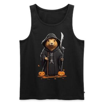 Funny Halloween Capybara Grim Reaper Design - Men's Premium Organic Tank Top - black - Front - AI Model Male 178 light (178cm)
