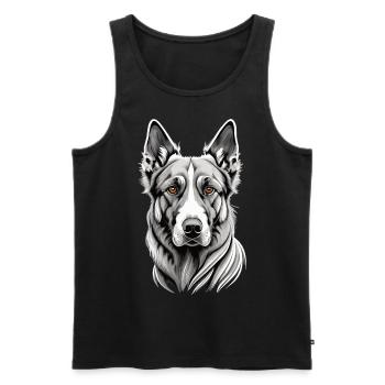 Majestic Beauty: The German Shepherd in White - Men's Premium Organic Tank Top - black - Front - AI Model Male 178 light (178cm)