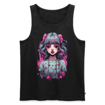 Goth Psycho Girl Kawaii Gothic Anime Design - Men's Premium Organic Tank Top - black - Front - AI Model Male 178 light (178cm)