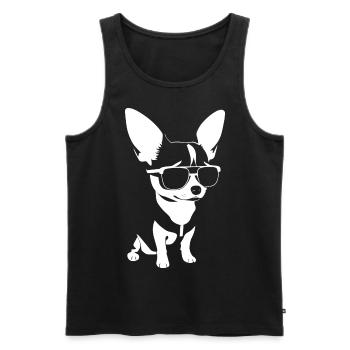 Lustiger Chihuahua mit Sonnenbrille Chihuahuas - Männer Premium Bio Tank Top - Schwarz - Vorne - Michal (187cm)
