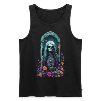Gothic Pastel Skeleton Lady Victorian Halloween - Men's Premium Organic Tank Top - black - Front - AI Model Male 178 light (178cm)