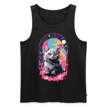 Katze Goth Pastel Psychedelisch Weirdcore Design - Männer Premium Bio Tank Top - Schwarz - Vorne - AI Model Male 178 light (178cm)