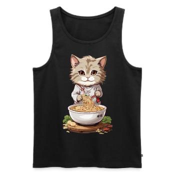 Kawaii chat Ramen soupe de nouilles Design Otaku Mode - Débardeur bio Premium Homme - noir - Devant - Michal (187cm)