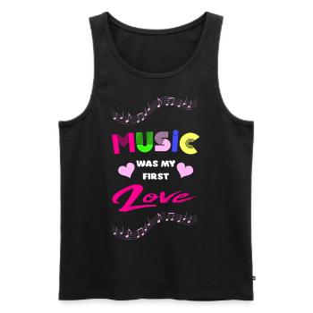 Musique - mon premier bunt d’amour - Débardeur bio Premium Homme - noir - Devant - Michal (187cm)