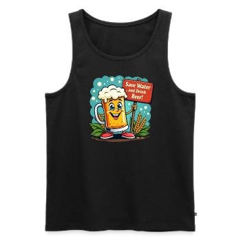 SAVE WATER DRINK BEER - BIERKRUG - Männer Premium Bio Tank Top - Schwarz - Vorne - AI Model Male 178 light (178cm)