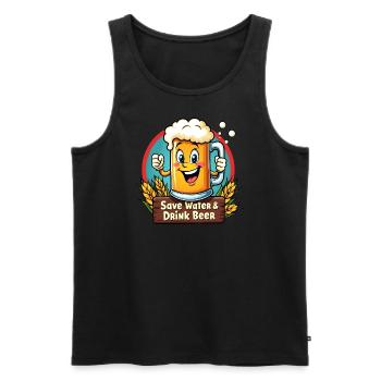 SAVE WATER DRINK BEER - Bierkrug - Männer Premium Bio Tank Top - Schwarz - Vorne - AI Model Male 178 light (178cm)