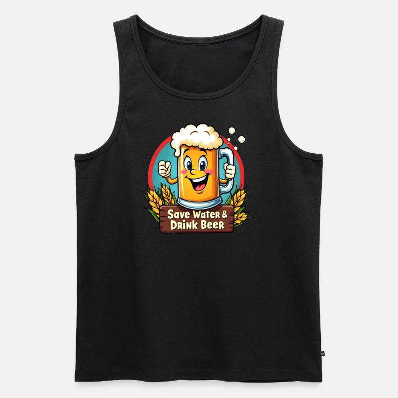 SAVE WATER DRINK BEER - Bierkrug - Männer Premium Bio Tank Top - Schwarz