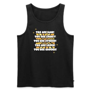 Liste mit positiven Affirmationen Sonnenblume - Männer Premium Bio Tank Top - Schwarz - Vorne - AI Model Male 178 light (178cm)