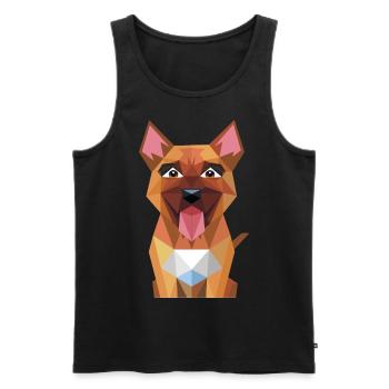 Geometric Happy Dog Art - Men's Premium Organic Tank Top - black - Front - AI Model Male 178 light (178cm)