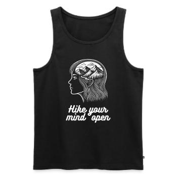 Hike your min open - Aventure et pleine conscience - Débardeur bio Premium Homme - noir - Devant - Michal (187cm)