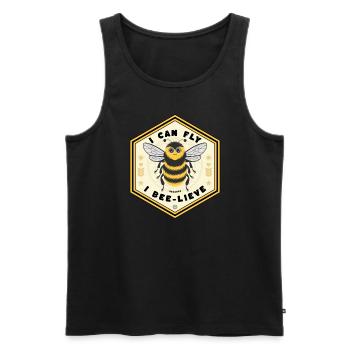 Motivational Bee - Ich kann fliegen, weil ich bienen-lieve - Männer Premium Bio Tank Top - Schwarz - Vorne - AI Model Male 178 light (178cm)
