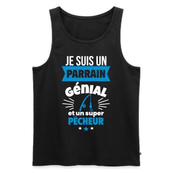 Parrain génial et super pêcheur Pêche Pêcheur - Débardeur bio Premium Homme - noir - Devant - Michal (187cm)
