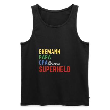 Ehemann, Papa, Opa aber hauptberuflich Superheld - Männer Premium Bio Tank Top - Schwarz - Vorne - Michal (187cm)