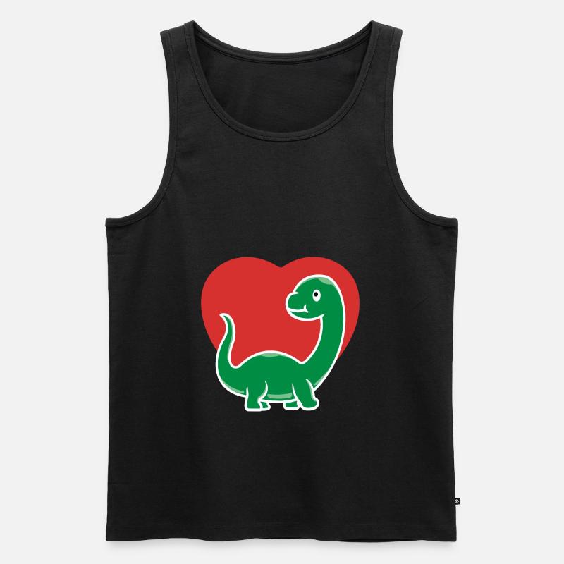 DINO HERZ Dinosaurier Liebe - Männer Premium Bio Tank Top - Schwarz