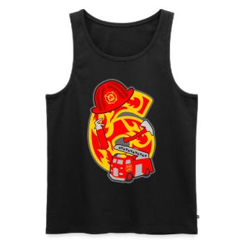 Feuerwehrmann 6. Geburtstagsparty Nummer 6 - 6 Jah - Männer Premium Bio Tank Top - Schwarz - Vorne - Michal (187cm)
