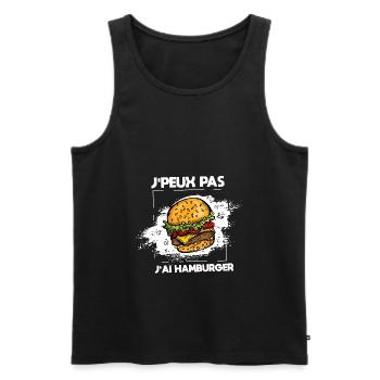 J'peux pas j'ai hamburger / Cadeau nourriture - Débardeur bio Premium Homme - noir - Devant - Michal (187cm)