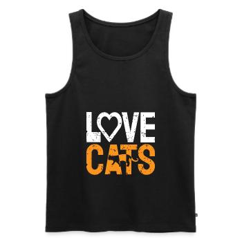 J’adore Cats ich liebe Katzen - Débardeur bio Premium Homme - noir - Devant - AI Model Male 178 light (178cm)