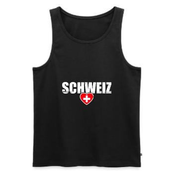Switzerland Vintage Schweizer Flagge Schweiz - Männer Premium Bio Tank Top - Schwarz - Vorne - Michal (187cm)