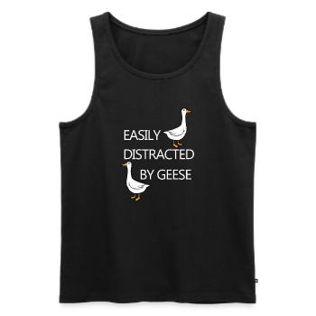 Distracted by Geese Cute Goose Funny Quote - Men's Premium Organic Tank Top - black - Front - Michal (187cm)