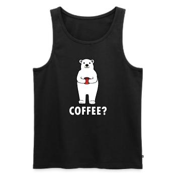 Joli ours polaire, café, lundi, bureau fatigué - Débardeur bio Premium Homme - noir - Devant - Michal (187cm)