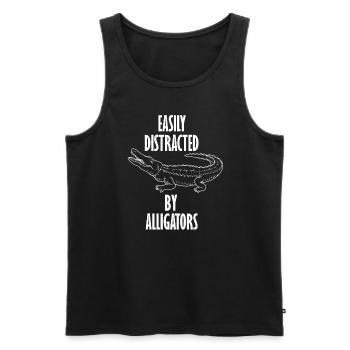 Distrait par les alligators, la faune, les - Débardeur bio Premium Homme - noir - Devant - Michal (187cm)