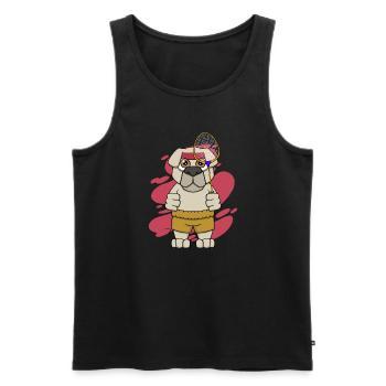 Netter Hund, der Badminton spielt, lustiger - Männer Premium Bio Tank Top - Schwarz - Vorne - AI Model Male 178 light (178cm)